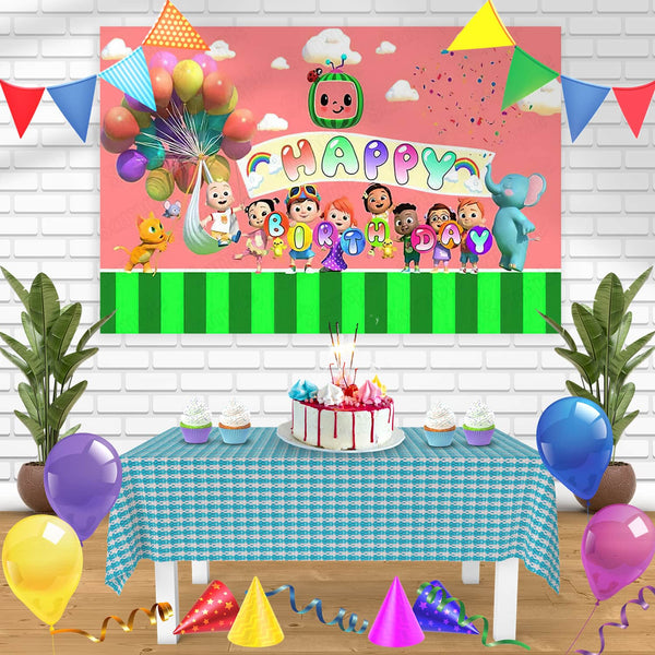 Cocomelon Watermelon GP Bn Birthday Banner Personalized Party Backdrop Decoration