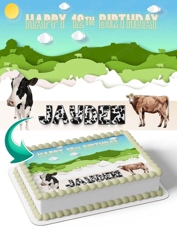 Cow Milk Bull Edible Cake Toppers