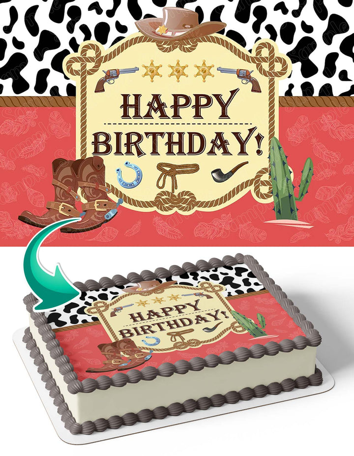 Cowboy CowGirl Boots Wild West Edible Cake Toppers