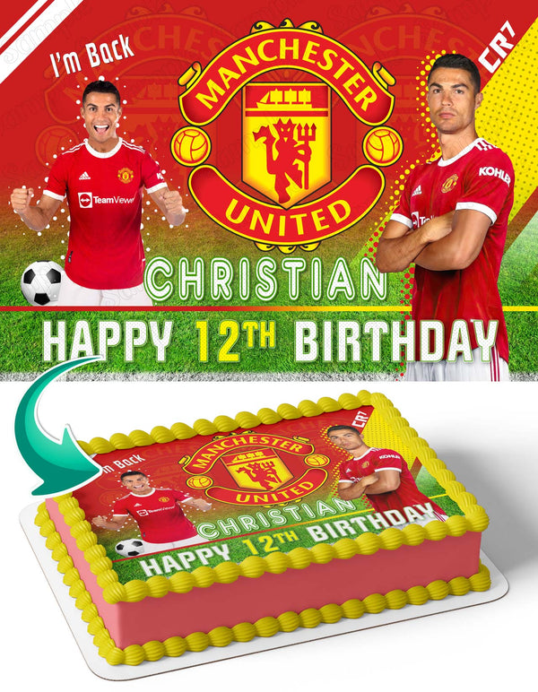 Cristiano Ronaldo Manchester United FC Edible Cake Toppers