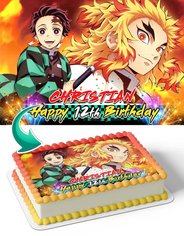 Demon Slayer Kimetsu no Yaiba Tanjiro KM Edible Cake Toppers