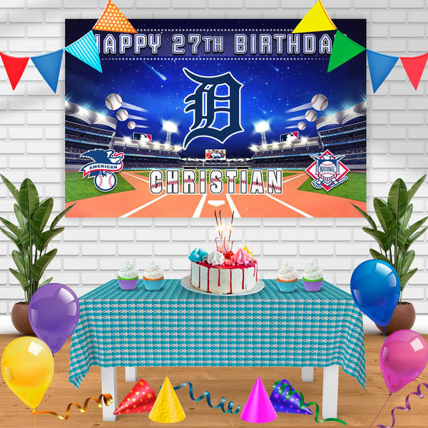 Detroit Tigers Birthday Banner Personalized Party Backdrop Decoration