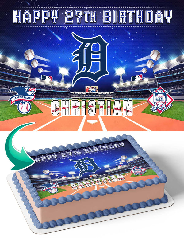 Detroit Tigers Baseball Edible Cake Toppers