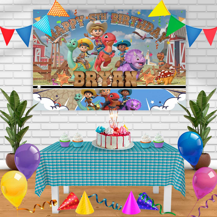 Dino Ranch Birthday Banner Personalized Party Backdrop Decoration