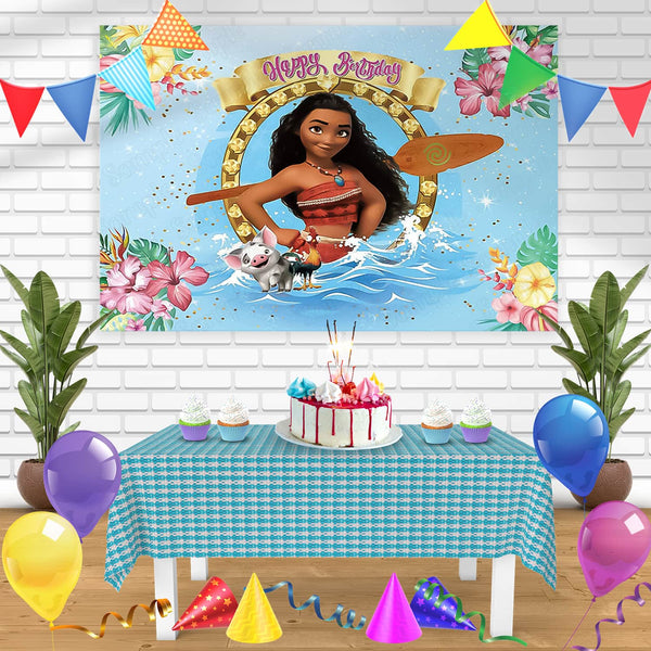 Disney Moana Blue Ocean Bn Birthday Banner Personalized Party Backdrop Decoration