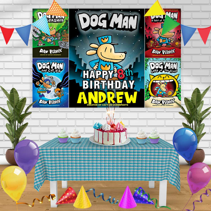 Dog Man Birthday Banner Personalized Party Backdrop Decoration