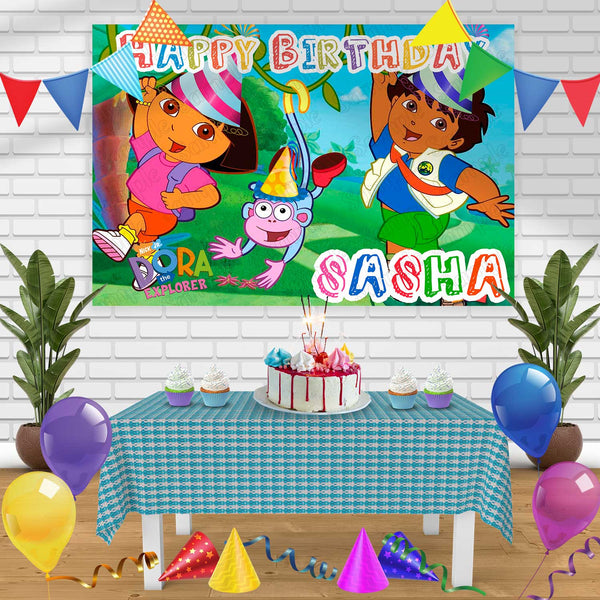 Dora the Explorer Birthday Banner Personalized Party Backdrop Decoration