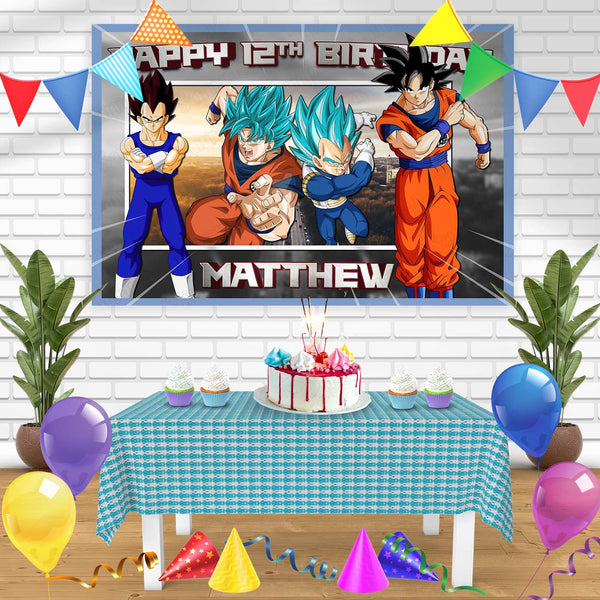 Dragon Ball Z Goku vs Vegeta Saiyan Bn Birthday Banner Personalized Party Backdrop Decoration