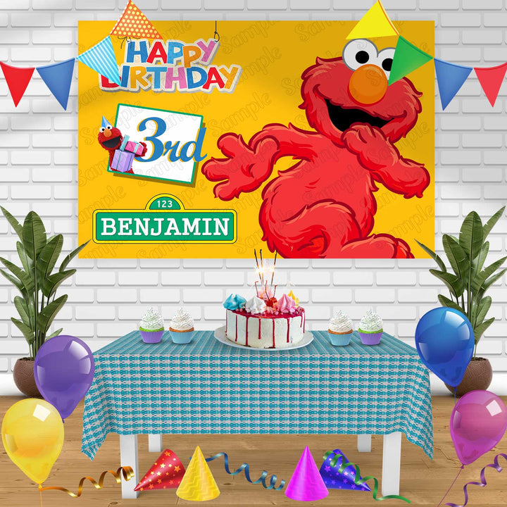 Elmo Birthday Banner Personalized Party Backdrop Decoration