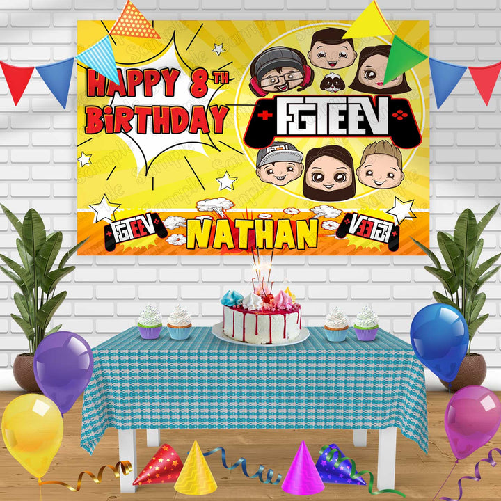 FGTeeV 2 Birthday Banner Personalized Party Backdrop Decoration