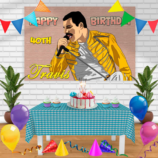 Freddie Mercury Birthday Banner Personalized Party Backdrop Decoration