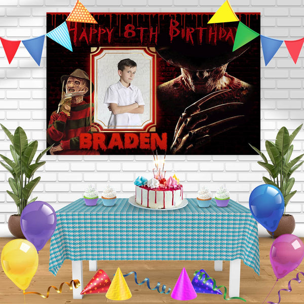 Freddy Krueger Frame Birthday Banner Personalized Party Backdrop Decoration