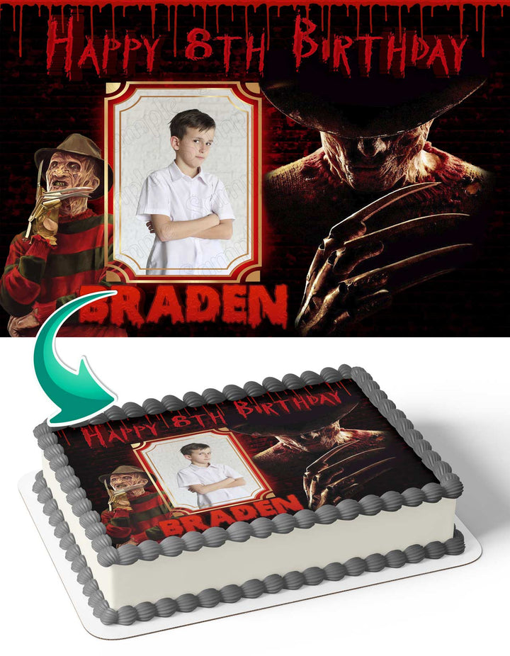 Freddy Krueger Photo Frame Edible Cake Topper Image