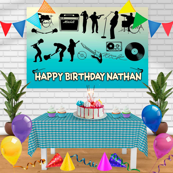 GUITAR ROCKSTAR Birthday Banner Personalized Party Backdrop Decoration