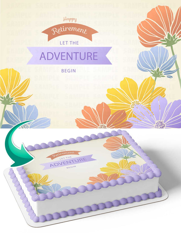 Happy Retirement Adventure Begin Edible Cake Toppers