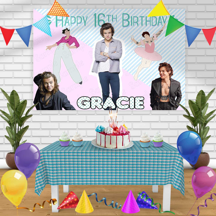 Harry Styles 3 Birthday Banner Personalized Party Backdrop Decoration