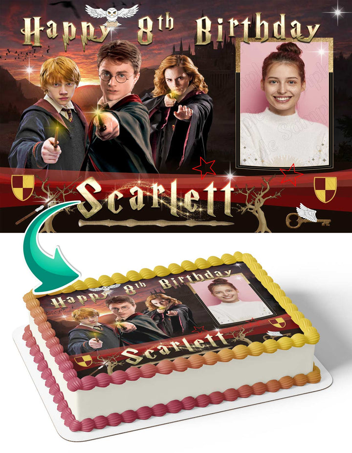 Harry Magic Wizard  Photo Frame Edible Cake Topper Image