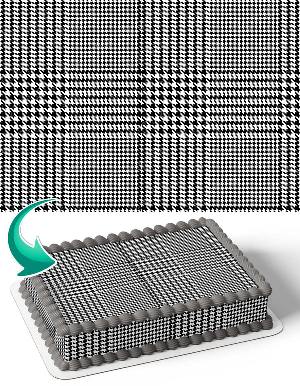 Houndstooth BW Wrap Edible Cake Toppers