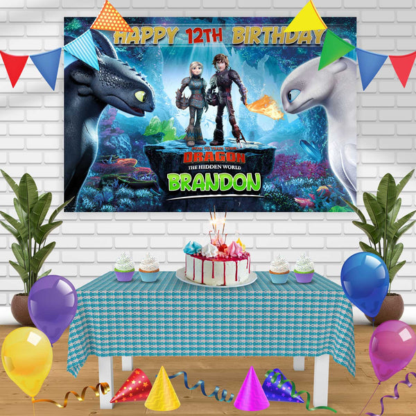 How to Train Your Dragon The Hidden World 3A Birthday Banner Personalized Party Backdrop Decoration