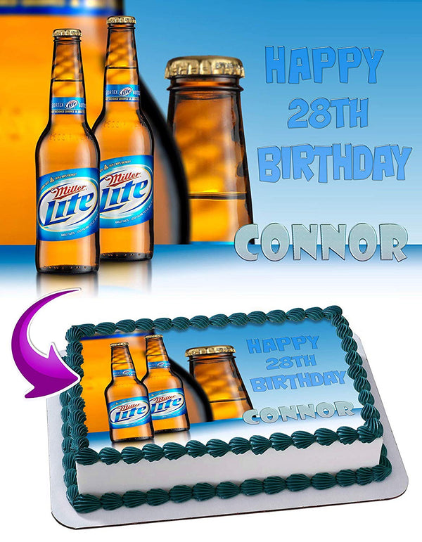 Miller Lite Beer Edible Cake Toppers