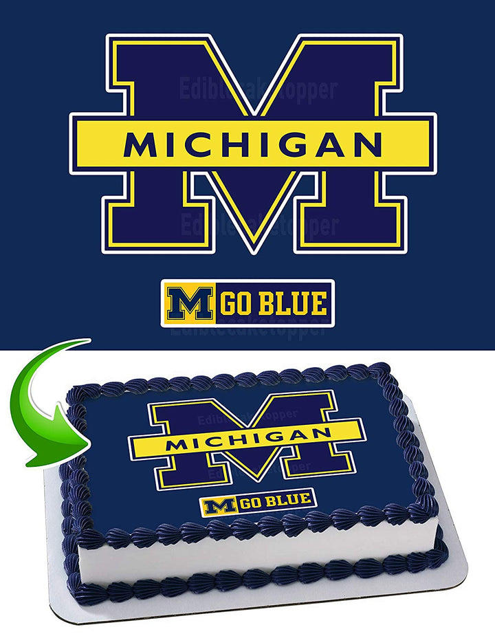 Michigan Go Blue Edible Cake Toppers