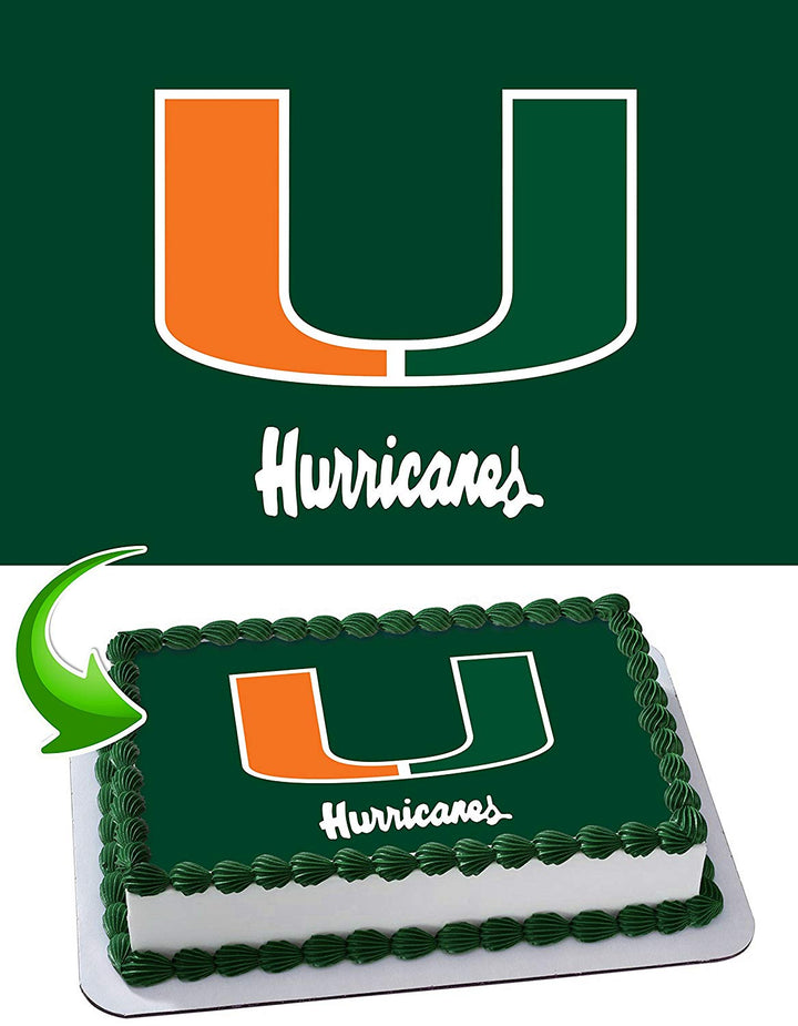 Miami Hurricanes Go Canes Edible Cake Toppers