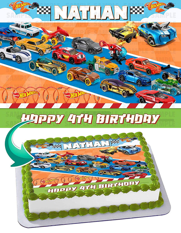 Hot Wheels Race Car 2 Edible Cake Toppers