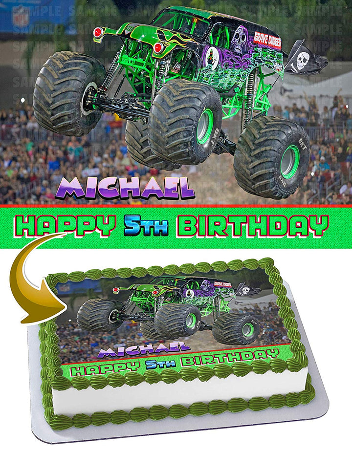 Grave Digger Monster Truck Edible Cake Toppers