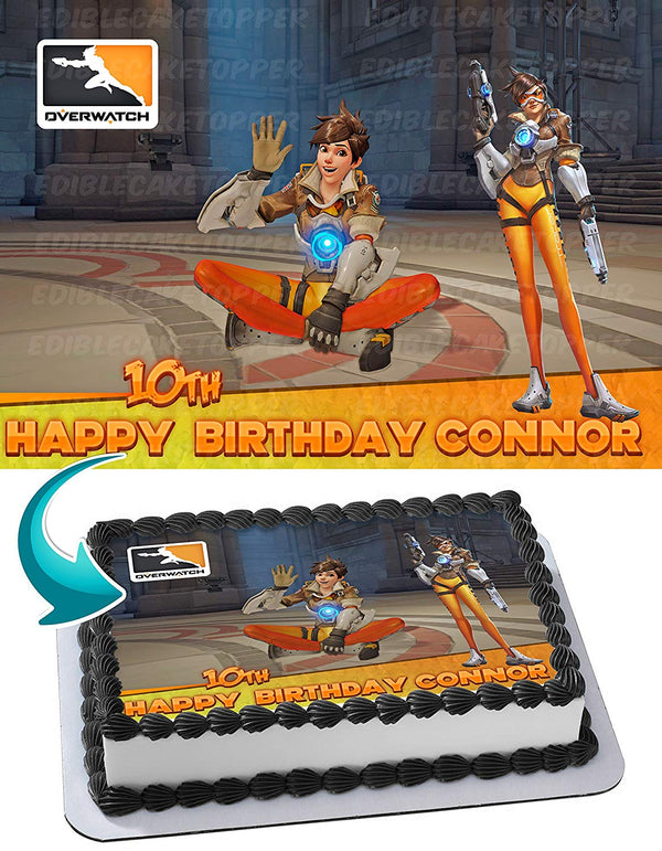 Tracer Overwatch Edible Cake Toppers