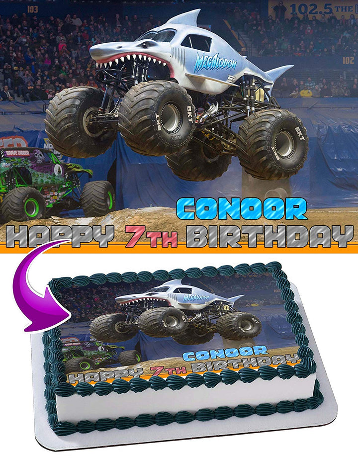 Megalodon Monster Jam Edible Cake Toppers