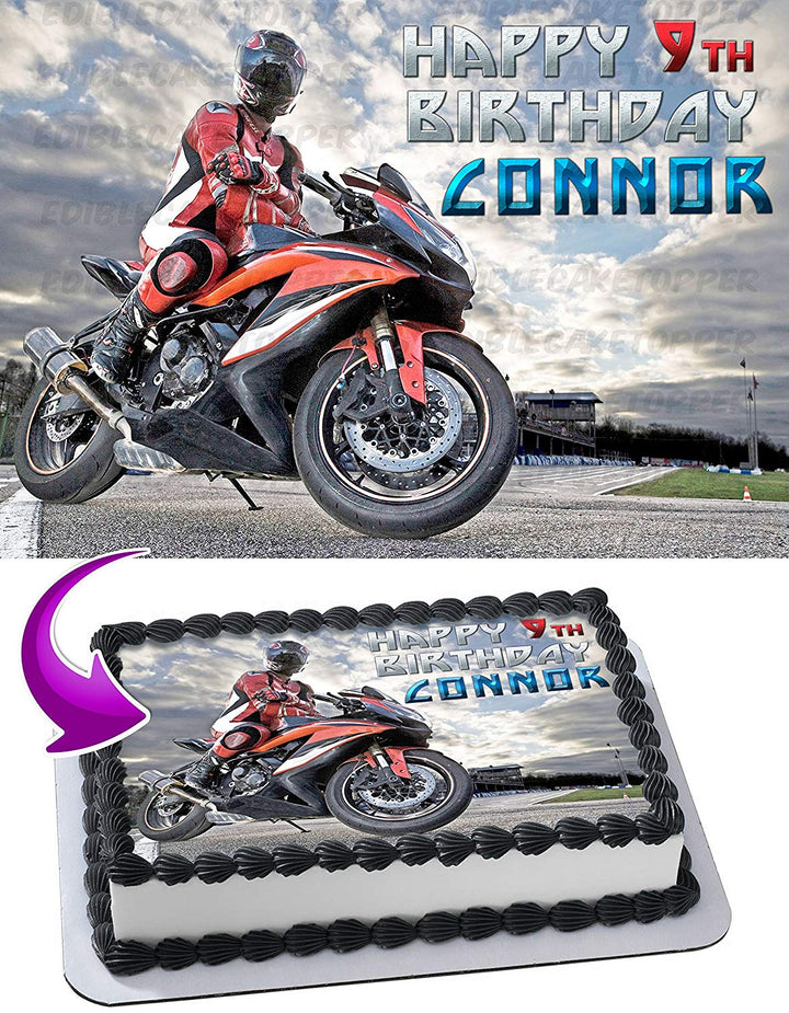 Motorcycle Racing Edible Cake Toppers