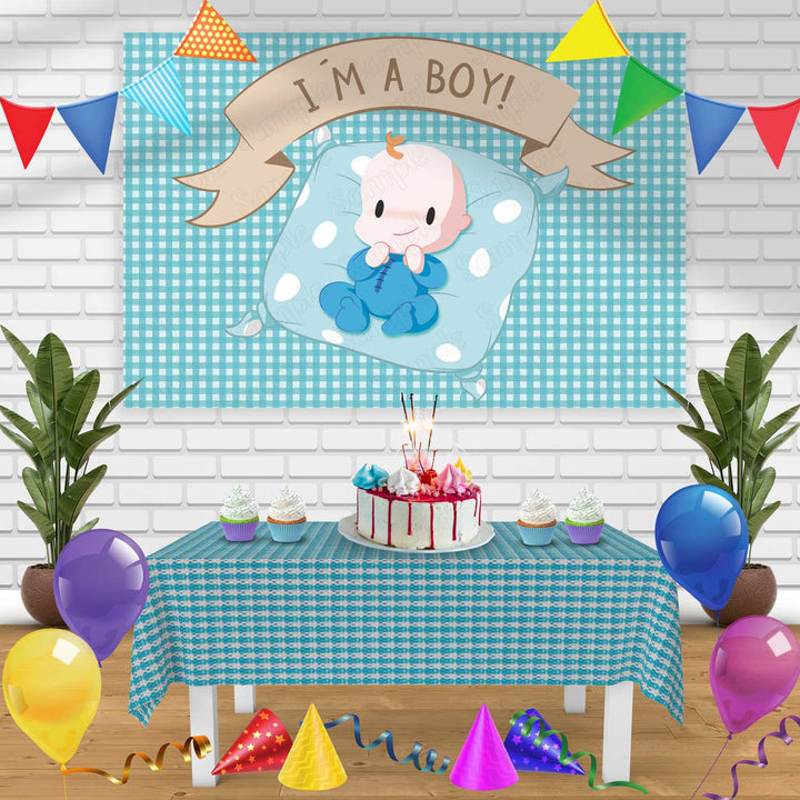 I m boy Birthday Banner Personalized Party Backdrop Decoration