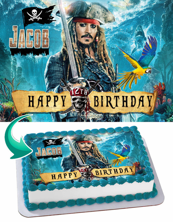 Pirates of the Caribbean Jack Sparrow Edible Cake Toppers
