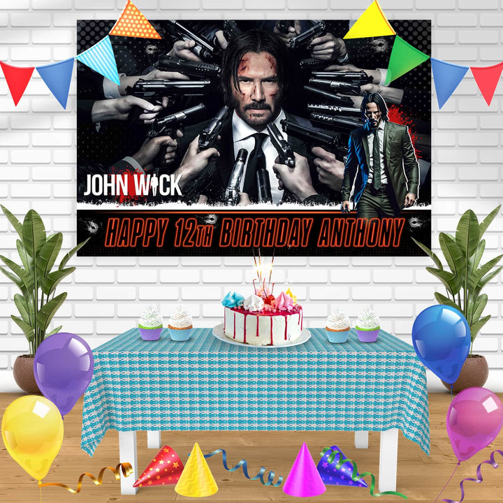 John Wick Chapter 4 Birthday Banner Personalized Party Backdrop Decoration