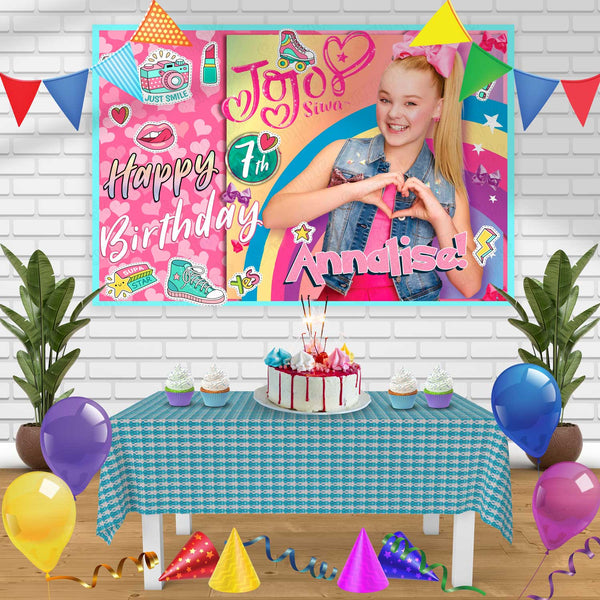 Jojo siwa Birthday Banner Personalized Party Backdrop Decoration