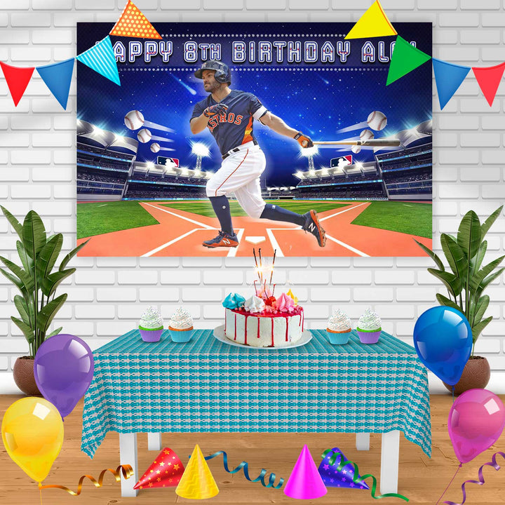 Jose Altuve Astros Birthday Banner Personalized Party Backdrop Decoration