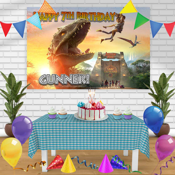 Jurassic World Camp Cretaceous Birthday Banner Personalized Party Backdrop Decoration