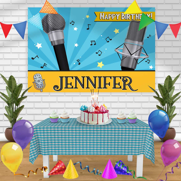 Karaoke Birthday Banner Personalized Party Backdrop Decoration