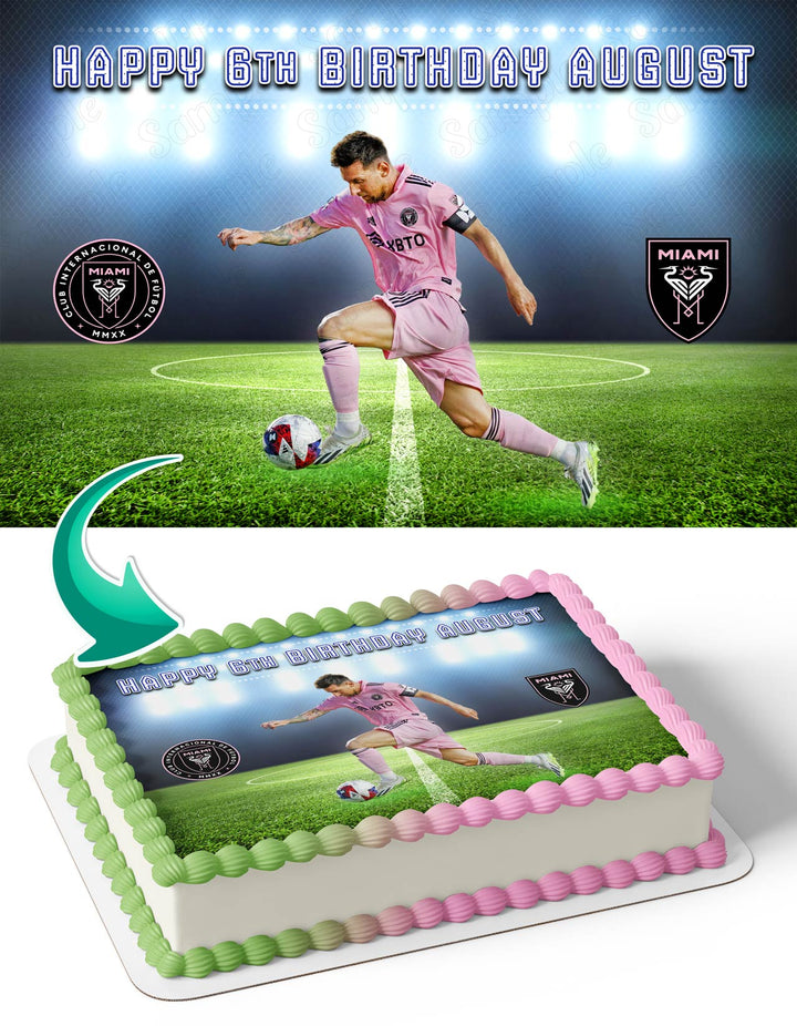 Leo Lionel Messi Star Soccer Inter Miami Edible Cake Toppers