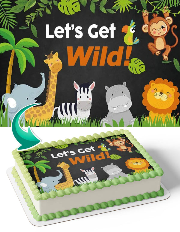 Lets Get Wild Baby Safari Jungle Animals Edible Cake Toppers