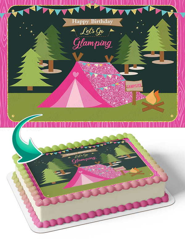 Lets Go Camping Pink GirlsLGC Edible Cake Toppers