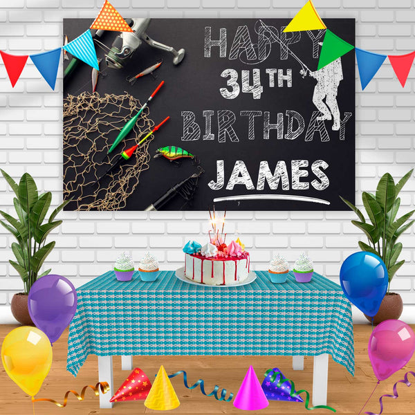 Lets Go Fishing Birthday Banner Personalized Party Backdrop Decoration