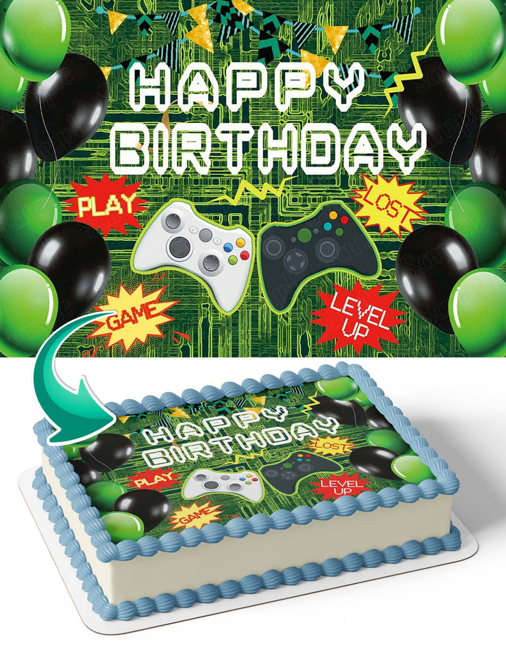 Level Up Gamer Xbox OP Edible Cake Toppers