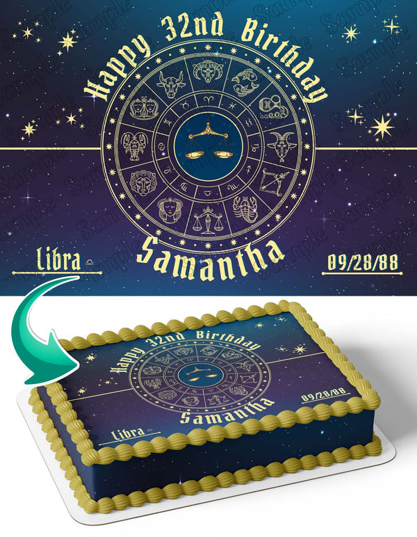 Libra Horoscope Astrology Zodiac Edible Cake Toppers