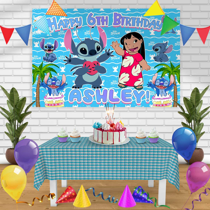 Lilo Stich Birthday Banner Personalized Party Backdrop Decoration