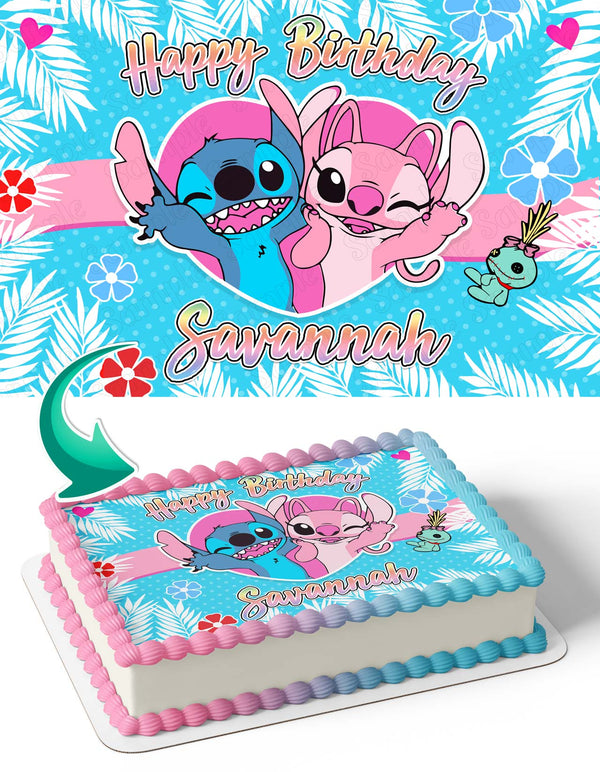 Lilo Stitch Angel Experiment 624 Pink Edible Cake Toppers