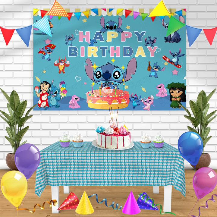 LiloStitch BB Bn Birthday Banner Personalized Party Backdrop Decoration