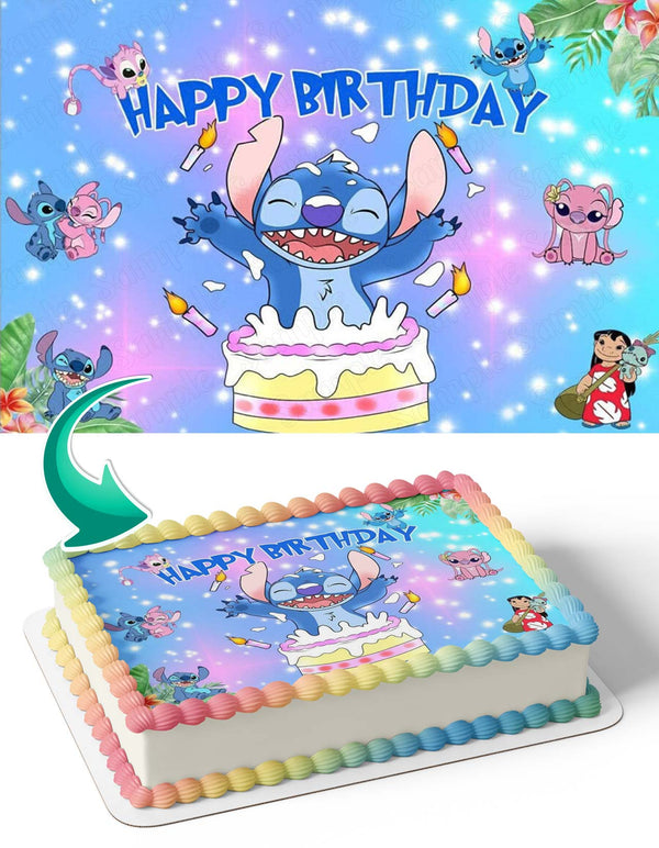 LiloStitch Cake Beach Edible Cake Toppers