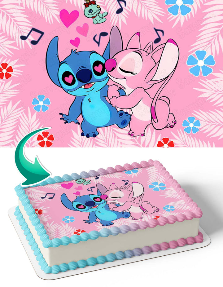 LiloStitch Pink PB Edible Cake Toppers