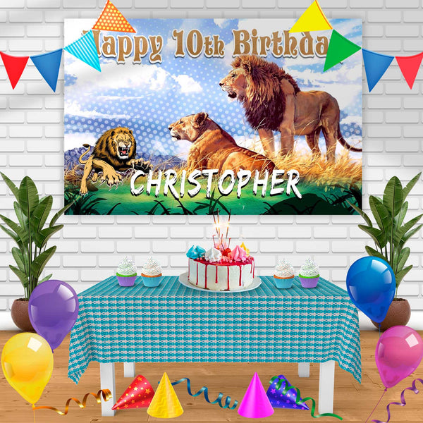 Lion Birthday Banner Personalized Party Backdrop Decoration